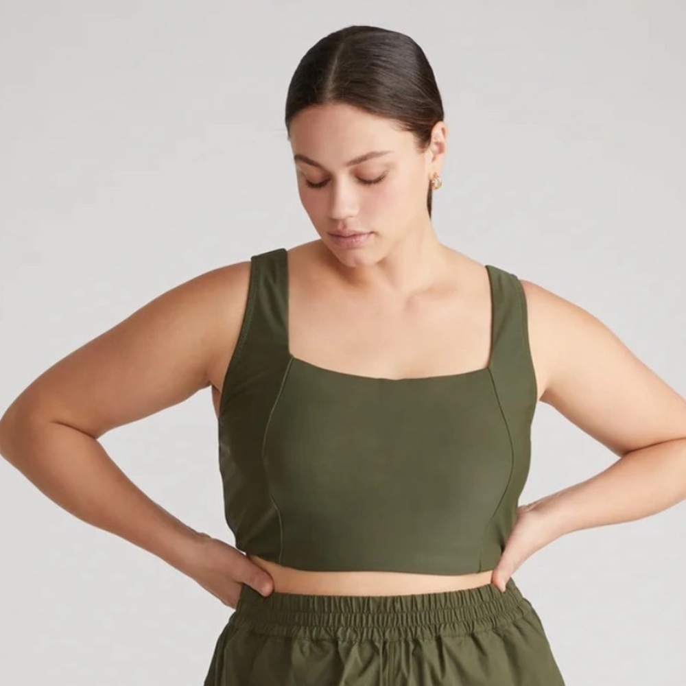 NWT Universal Standard Olive Green Square Neck Bikini Top